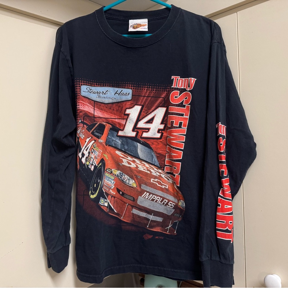 Vintage 2009 Tony Stewart NASCAR Winners Circle Long Sleeve TShirt Large Black L